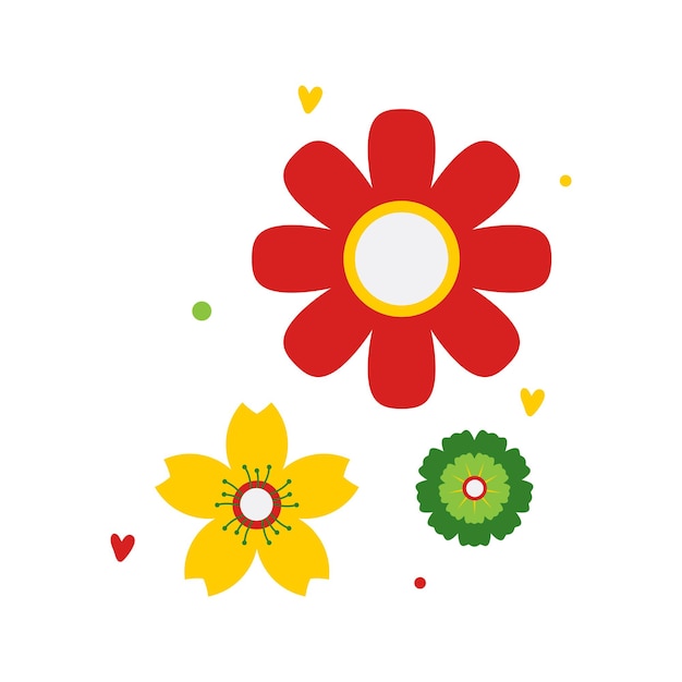 Red Yellow and Green Floral Blossoms for Spring Summer Seasonal Decor