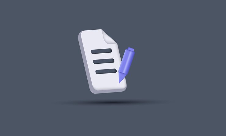 Redacción 3d icono de escritura documento lápiz creativo vector gratuito