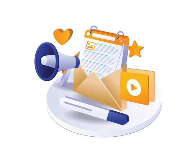 Vector redacción de correo electrónico de tecnología de marketing digital