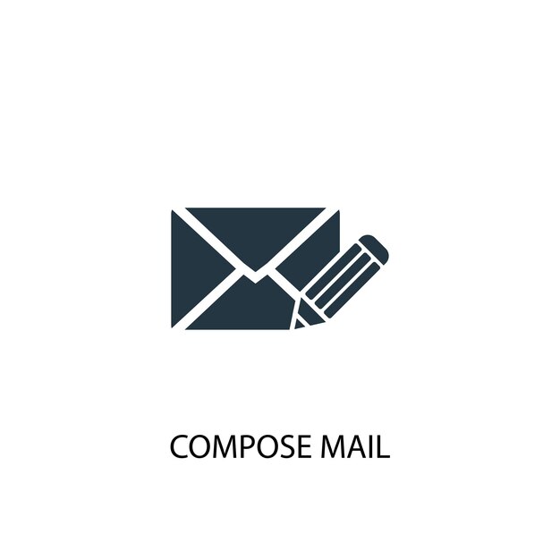 Redactar icono de correo. ilustración de elemento simple. redactar diseño de símbolo de concepto de correo. se puede utilizar para web y móvil.