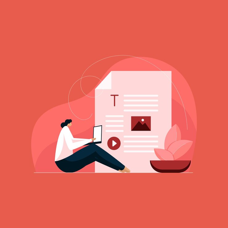 Vector redactor creativo que crea contenido para blogs en línea blogger independiente y gestión de contenido