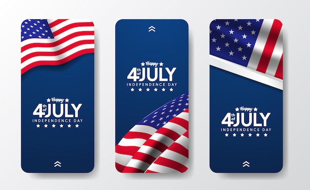 Redes sociales bandera americana para américa día de la independencia de estados unidos 4 de julio
