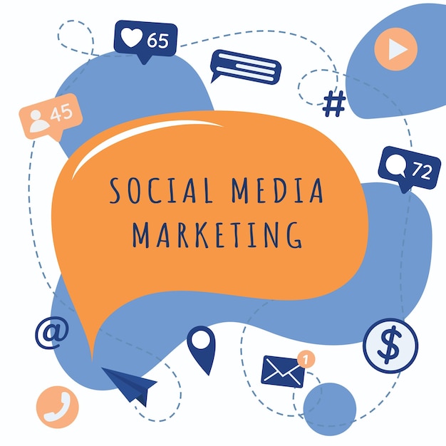 Redes sociales y banner de marketing digital para su texto