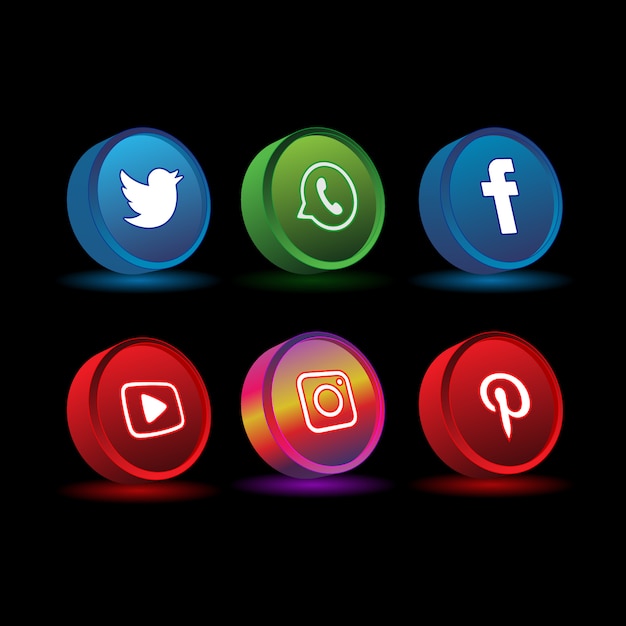 redes sociales color 3d