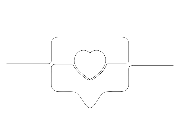 Redes sociales dibujadas a mano como icono línea negra corazón aislado sobre fondo blanco