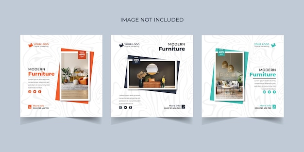 Redes sociales diseño de paquete de banner de venta de muebles de interior moderno para publicación de feed de instagram