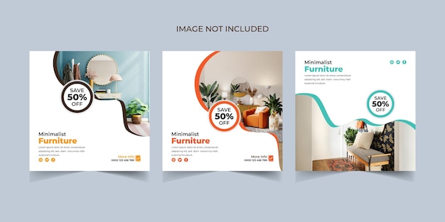 Vector redes sociales diseño de paquete de banner de venta de muebles modernos para publicación de feed de instagram