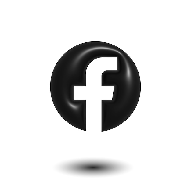 Vector redes sociales facebook 3d renderización del icono del logotipo color azul y negro