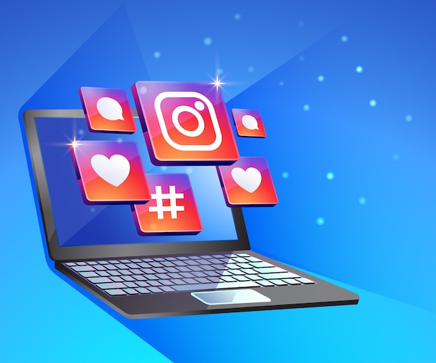 Redes sociales de instagram con dekstop para computadora portátil