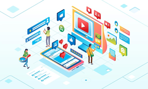 Las redes sociales para personas digitales están interactuando en línea en las redes sociales.