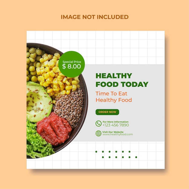 Vector redes sociales publican comida saludable minimalista.