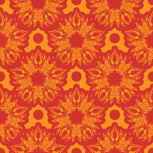 Redorange patrón sin costuras con adornos decorativos vintage de lujo Bueno para prendas de vestir y textiles Ilustración vectorial