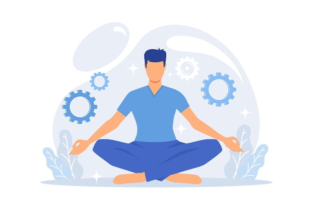 Reducción del estrés y actividad de alivio en la postura del loto Equilibrio de trabajo y descanso Meditación relajación