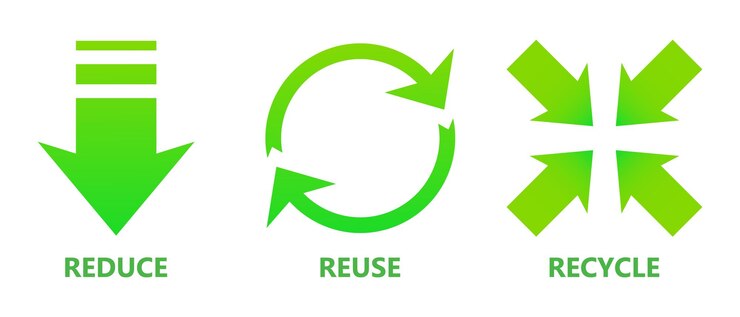 Vector reducir la reutilización reciclar flechas circulares verdes hojas limpias medio ambiente contaminación salvar el planeta ecología naturaleza cero residuos materiales ecológicos biodegradables microplásticos naturales orgánicos