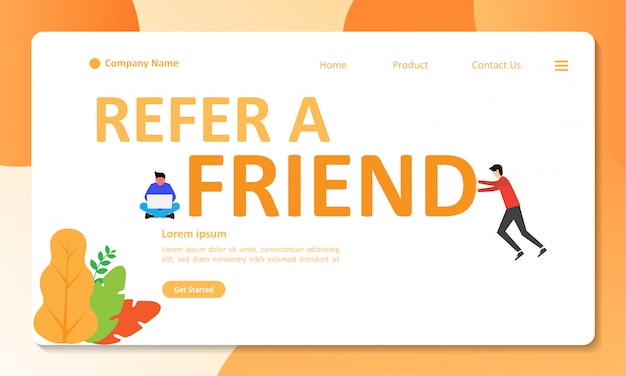 Refer a friend concept design puede usar para la página de destino web