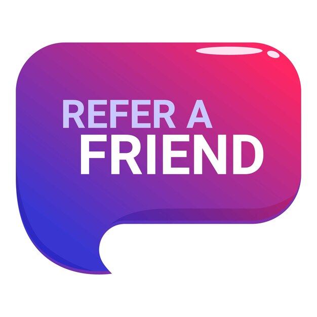 Referir a un amigo programa de publicidad del discurso icona de burbuja