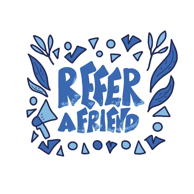 Referir una cita estilizada a un amigo Texto de color vectorial