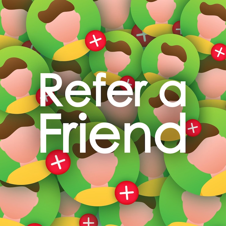 Vector referir a un patrón de amigo concepto de marketing de referencia estrategia de programa de referencia de amigos referidos