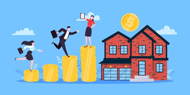 Refinanciamiento hipotecario para comprar una casa concepto de negocio de diseño de estilo plano