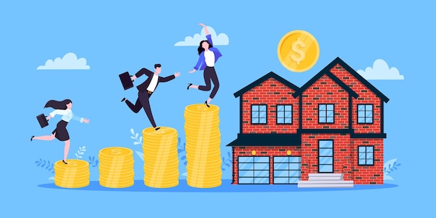 Refinanciamiento hipotecario para comprar una casa concepto de negocio de diseño de estilo plano