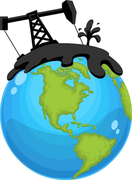 Refinería de petróleo Industria del petróleo sobre la tierra Vector Ilustración de diseño plano