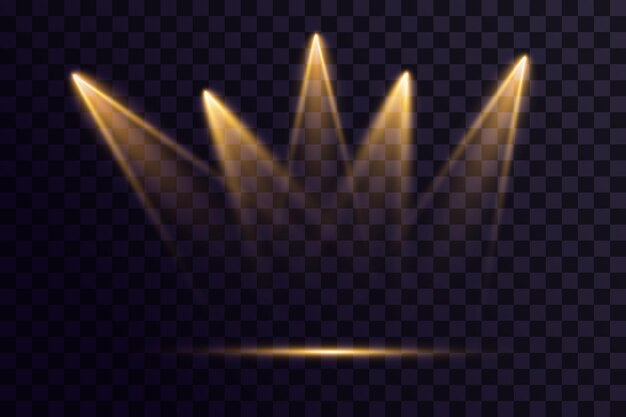 Reflector. Conjunto de vectores de luz. Iluminación de estudio. Foco de escenario.