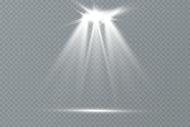 Reflector. Conjunto de vectores de luz. Iluminación de estudio. Foco de escenario.