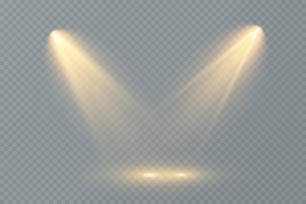 Reflector. Conjunto de vectores de luz. Iluminación de estudio. Foco de escenario.