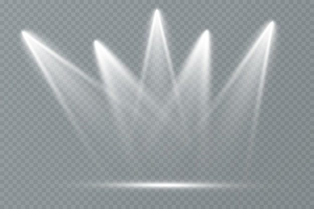 Reflector. Conjunto de vectores de luz. Iluminación de estudio. Foco de escenario.