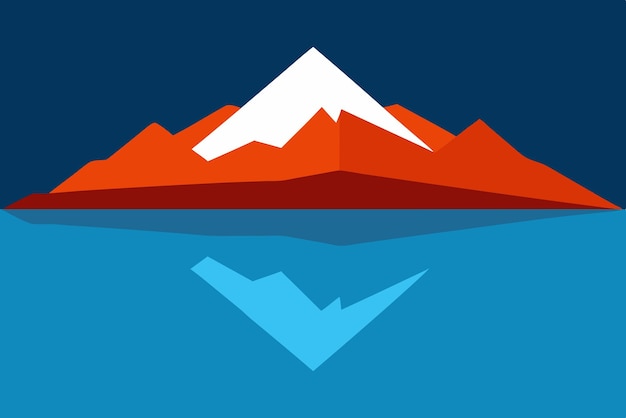 Reflexión del lago de la montaña Fondo natural Obra artística vectorial Diseño de ilustraciones