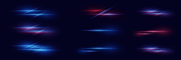 Reflexiones de luz realistas iluminación de neón de luz roja y azul
