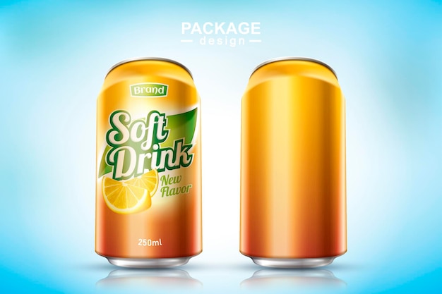 Refrescante refresco de metal puede diseñar en la ilustración 3d, uno en blanco y el otro con un anuncio