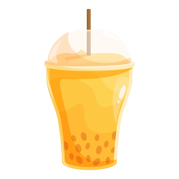 Refrescante té de burbujas en una taza de plástico con bolas de tapioca