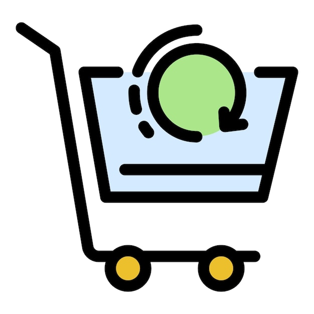 Refrescar el icono del carrito de compras Contorno refrescar el vector del icono del carro de compras Color plano aislado
