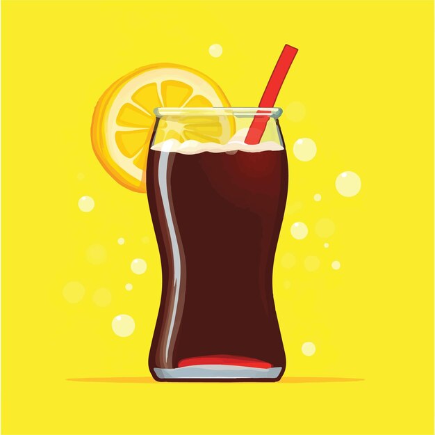 Refresco de Crisp Cola con ilustración vectorial de las rebanadas de limón