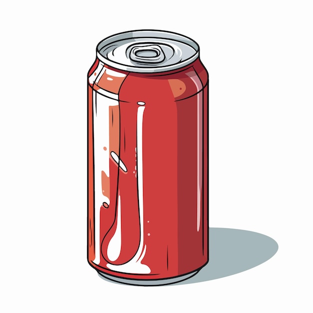 Vector un refresco enlatado de estilo antiguo se muestra sobre un fondo blanco.