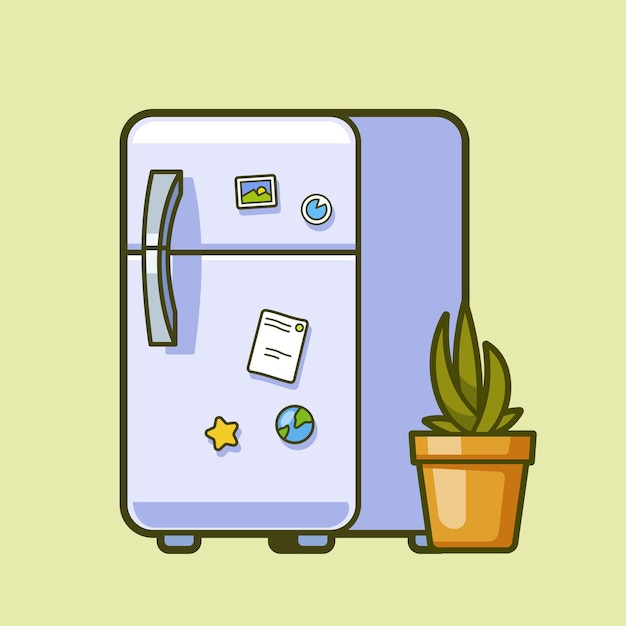 Vector refrigerador cocina ilustración icono de dibujos animados