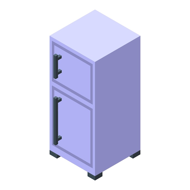 Refrigerador moderno de doble puerta de pie en vista isométrica