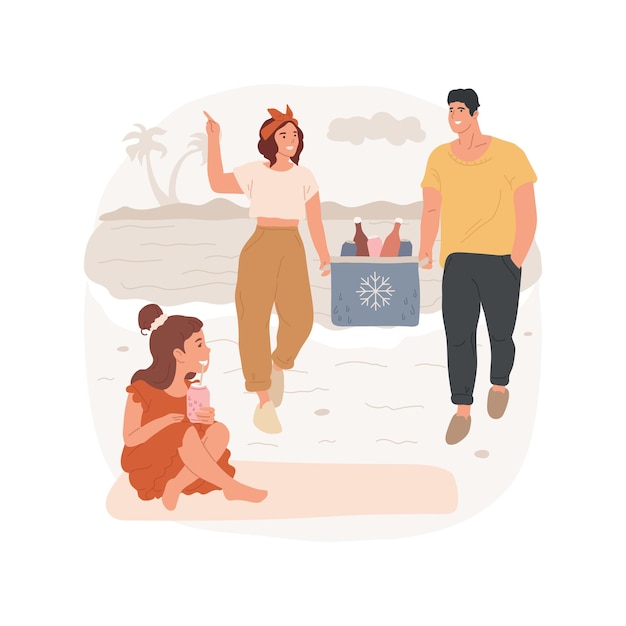 Refrigerador de picnic caja ilustración vectorial de dibujos animados aislados