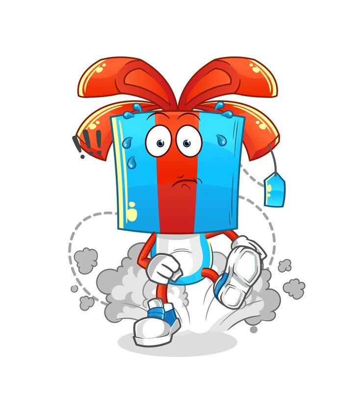 Vector regalo cabeza dibujos animados corriendo ilustración vector de caracteres