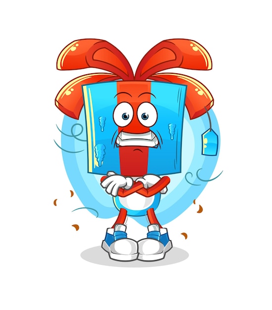 Regalo cabeza dibujos animados frío ilustración carácter vector