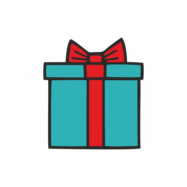 Regalo dibujado a mano en estilo doodle Regalo de boceto Ilustración vectorial sobre fondo blanco