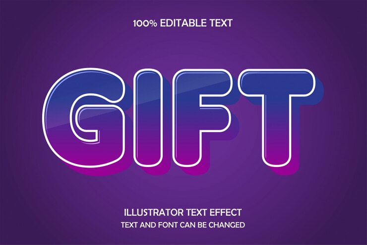 Vector regalo, estilo de sombra de efecto de texto editable
