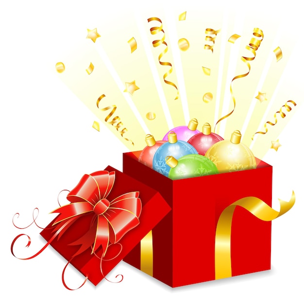 Regalo de Navidad con adornos de colores, icono de vector aislado sobre fondo blanco.