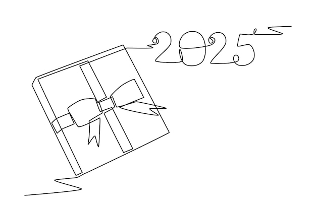 Regalos para el año nuevo 2025 Concepto para el año Nuevo 2025 dibujo en línea