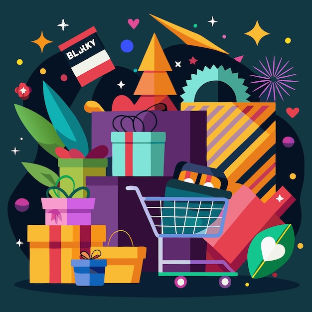 Regalos Carrito de compras Diversión festiva con regalos Alegría