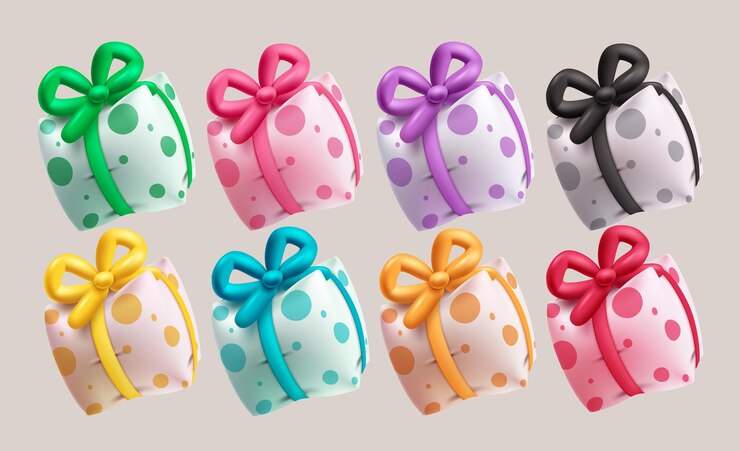 Vector regalos globos de cumpleaños diseño de conjunto vectorial globo de cumpleañas en forma de regalo objeto flotante inflable