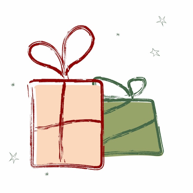 Regalos de Navidad en colores rojo rosa y verde plantilla de decoración de vacaciones aislado sobre fondo blanco