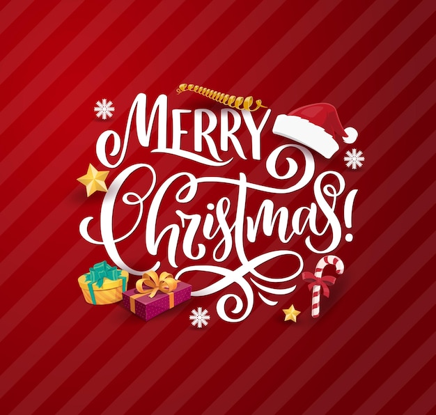 Regalos de Navidad y letras de tarjetas de felicitación Xmas