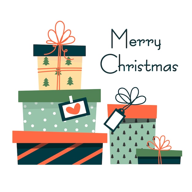 Regalos de Navidad. lindas cajas simples. estilo de dibujos animados.